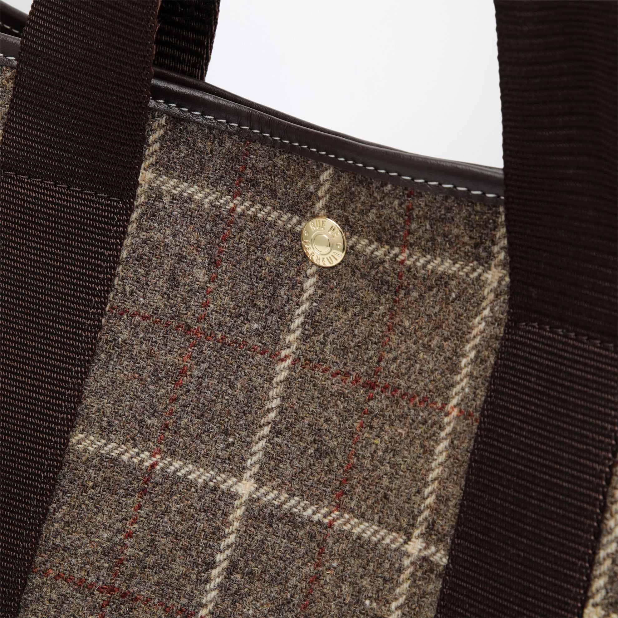 Brown tartan Traversée L tote bag
