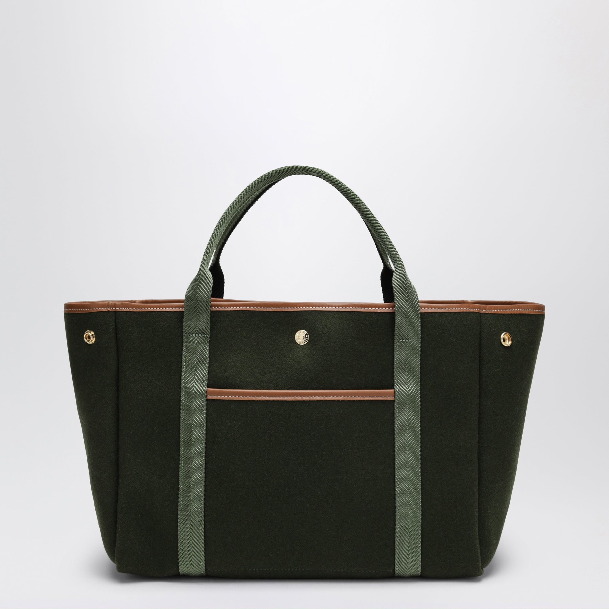Olivgrüne Traversée M Tote Bag aus Filz