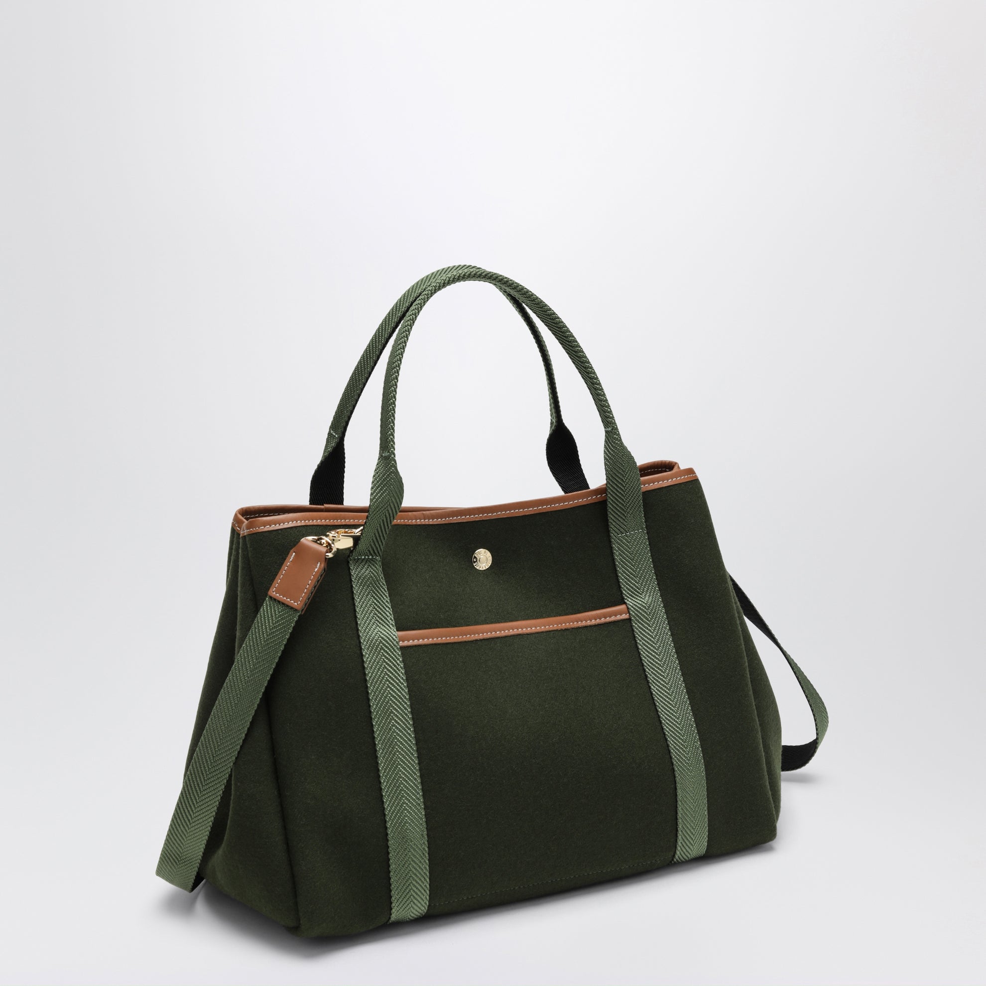 Olivgrüne Traversée M Tote Bag aus Filz