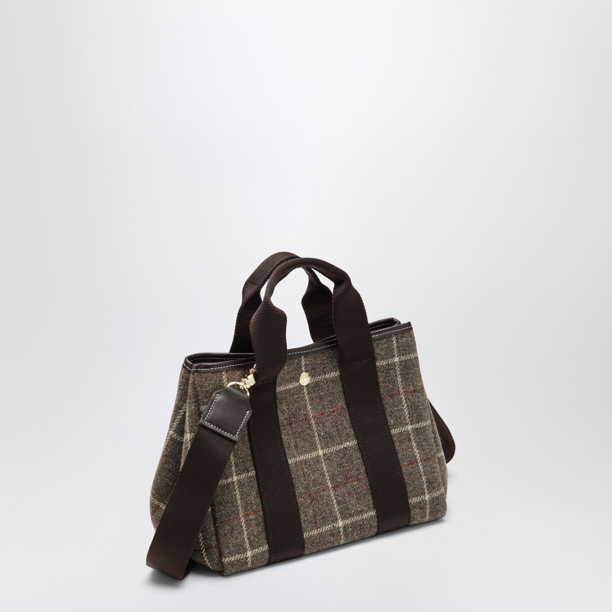 Borsa Traversée S marrone in flanella