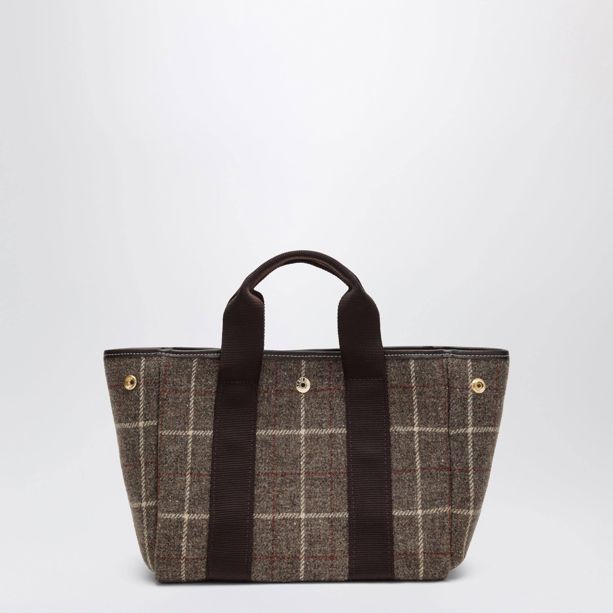 Borsa Traversée S marrone in flanella