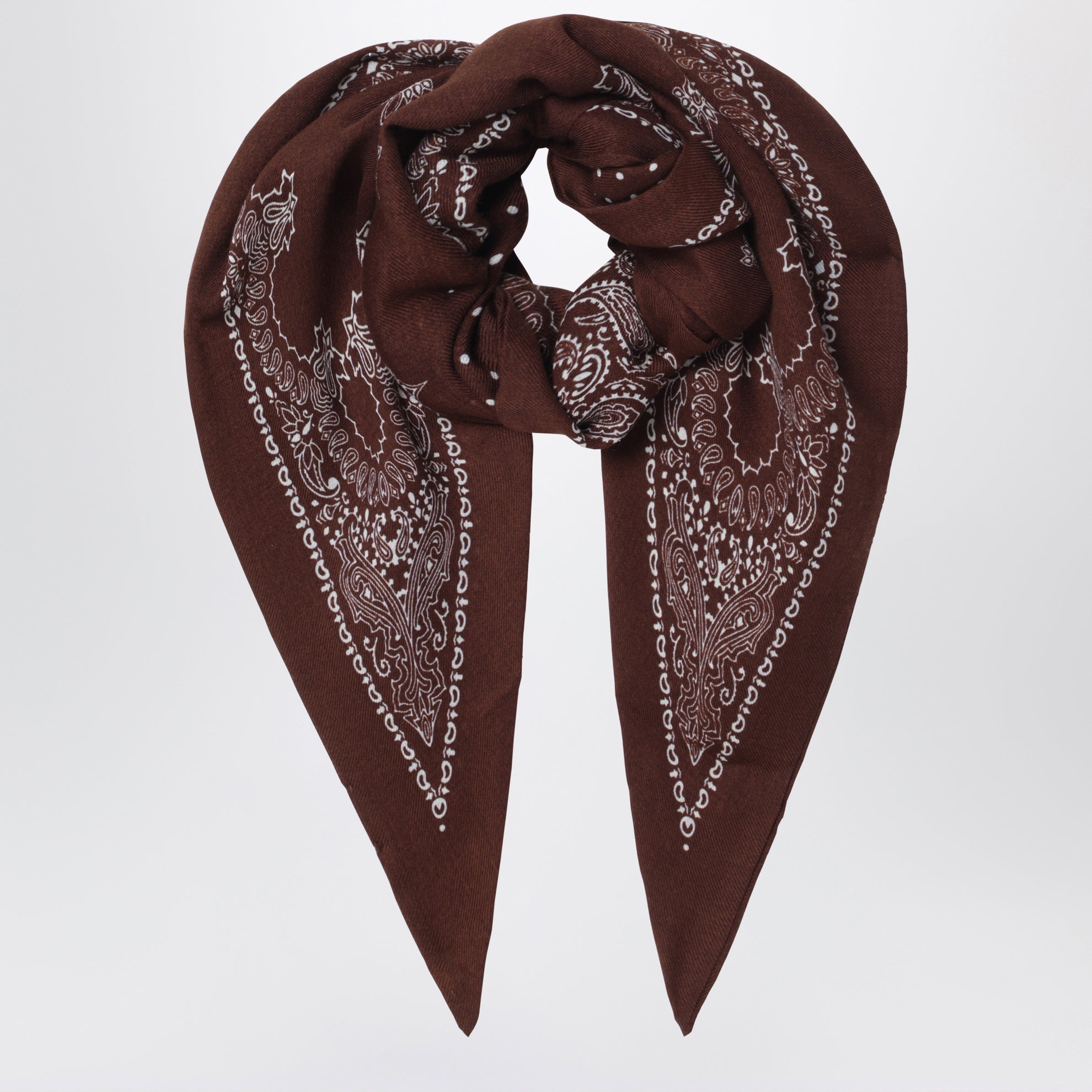 Braunes dreieckiges Bandana-Tuch aus Wolle