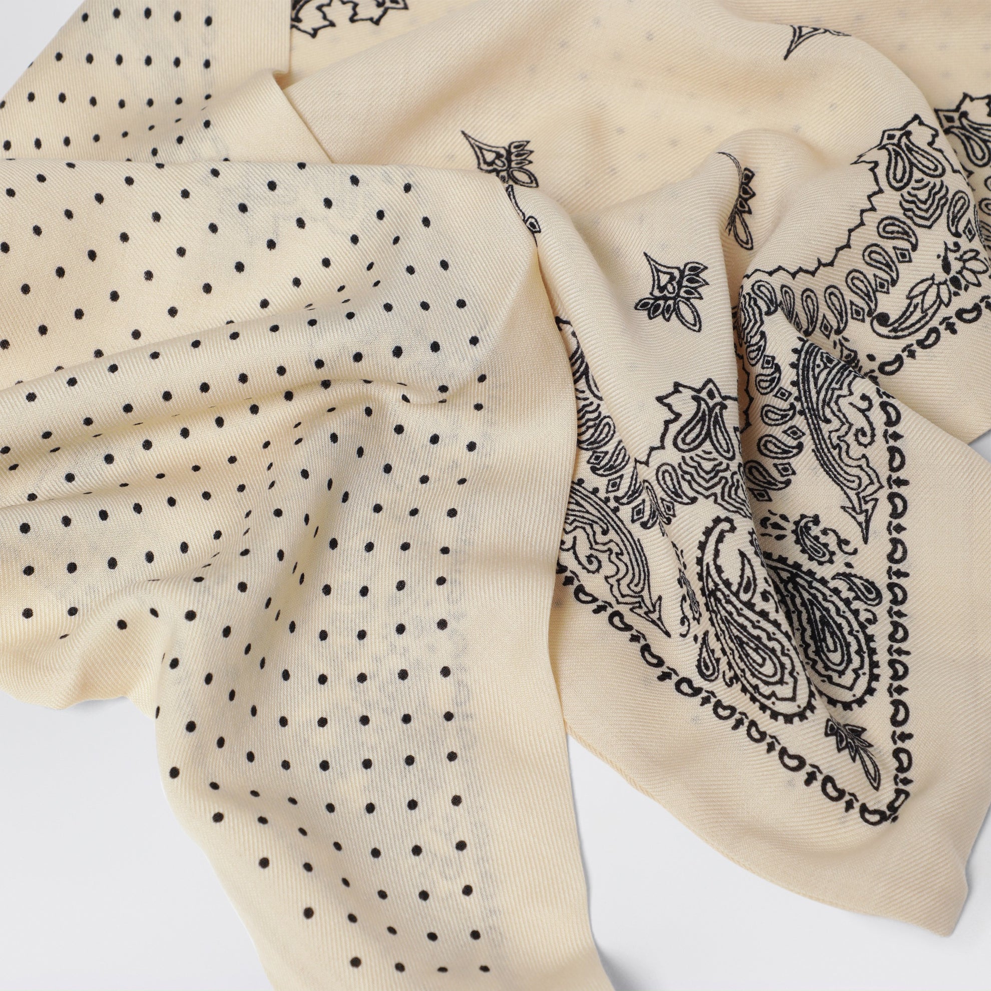 Cream triangular bandana scarf in wool