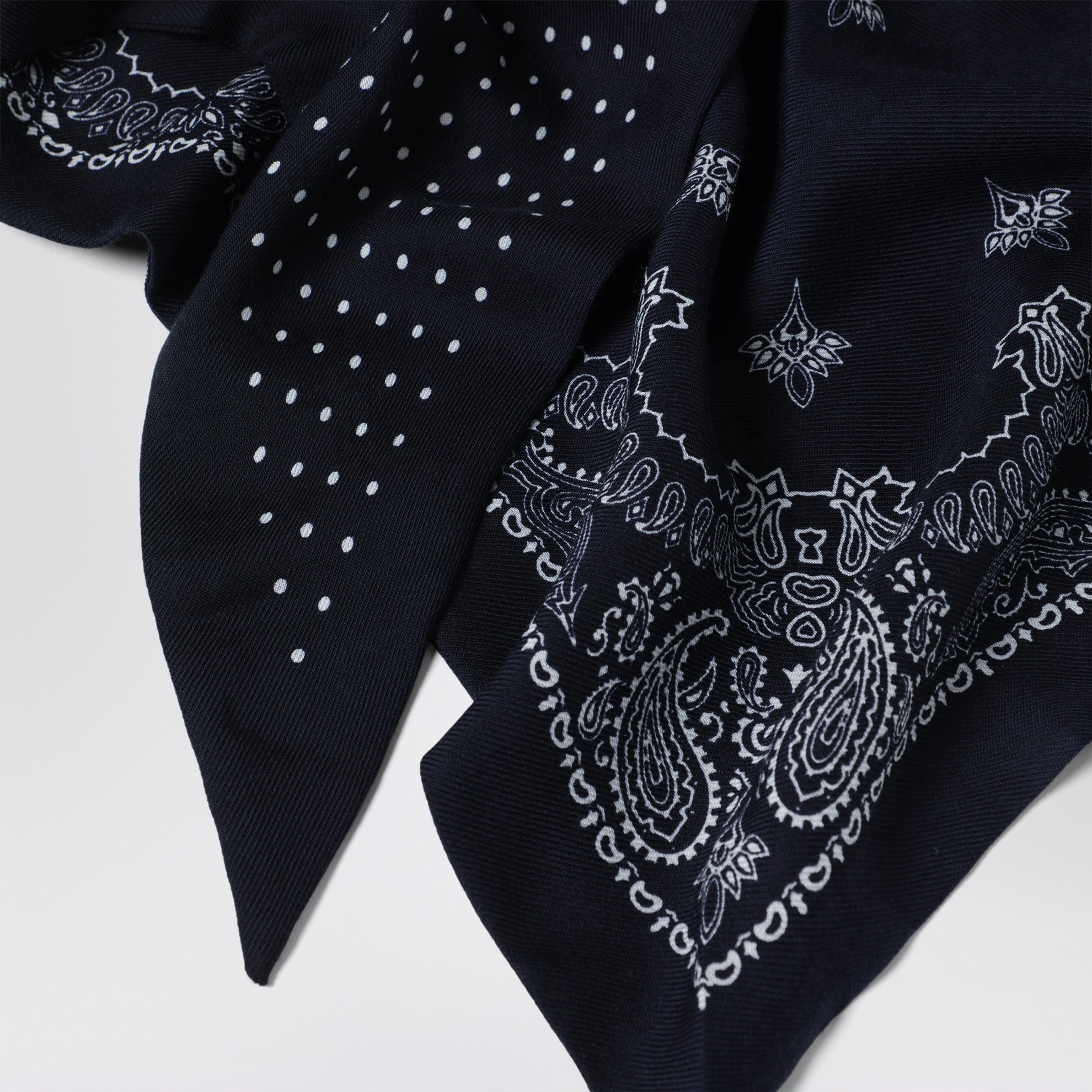 Navy blue triangular bandana scarf in wool