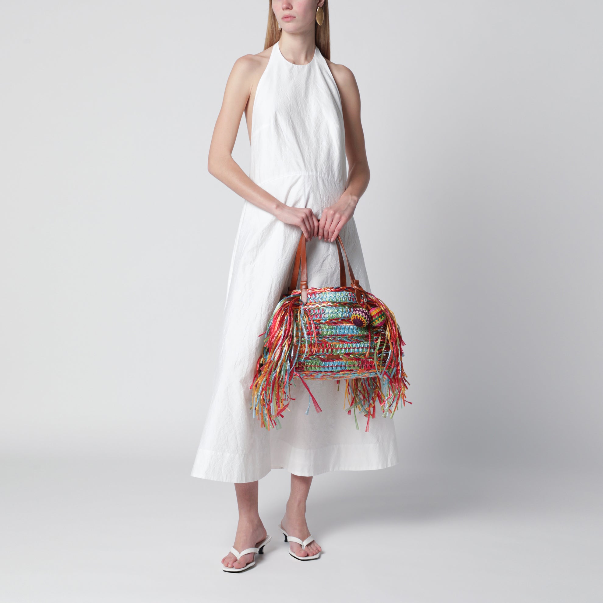 Shopper Trancoso in rafia multicolor