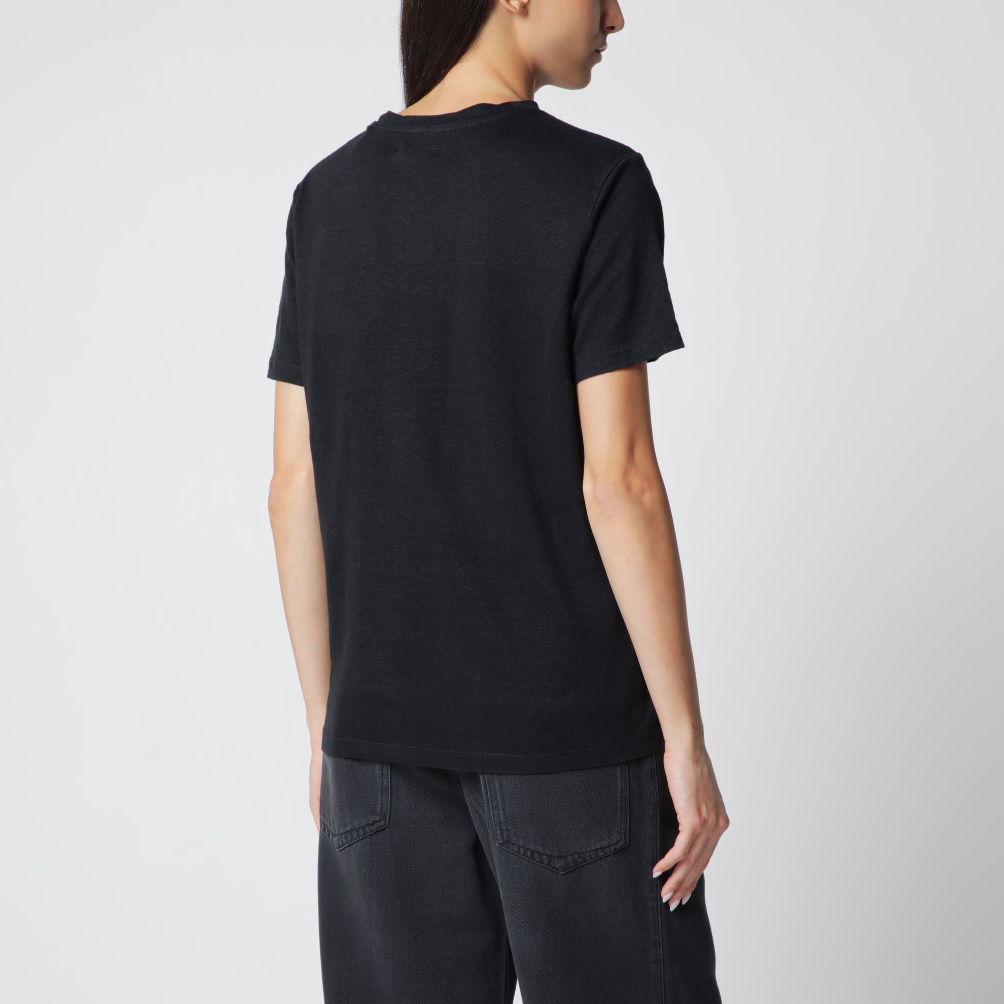 T-shirt Zewel à logo en lin noir