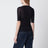 Midnight blue trompe-l'oeil top in viscose and silk