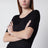 Midnight blue trompe-l'oeil top in viscose and silk