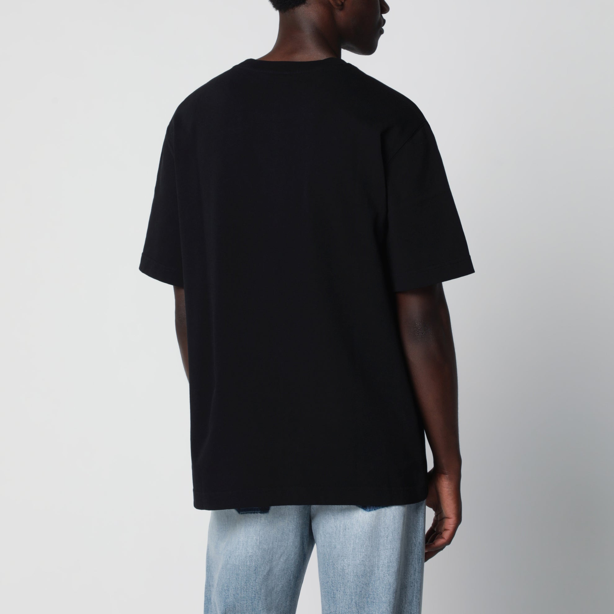 Schwarzes T-Shirt mit Grosgrain-Logo