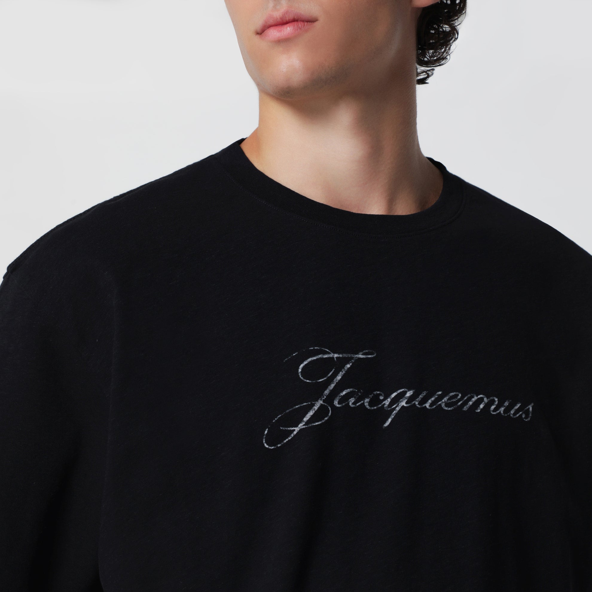 T-shirt con logo nera in misto cotone
