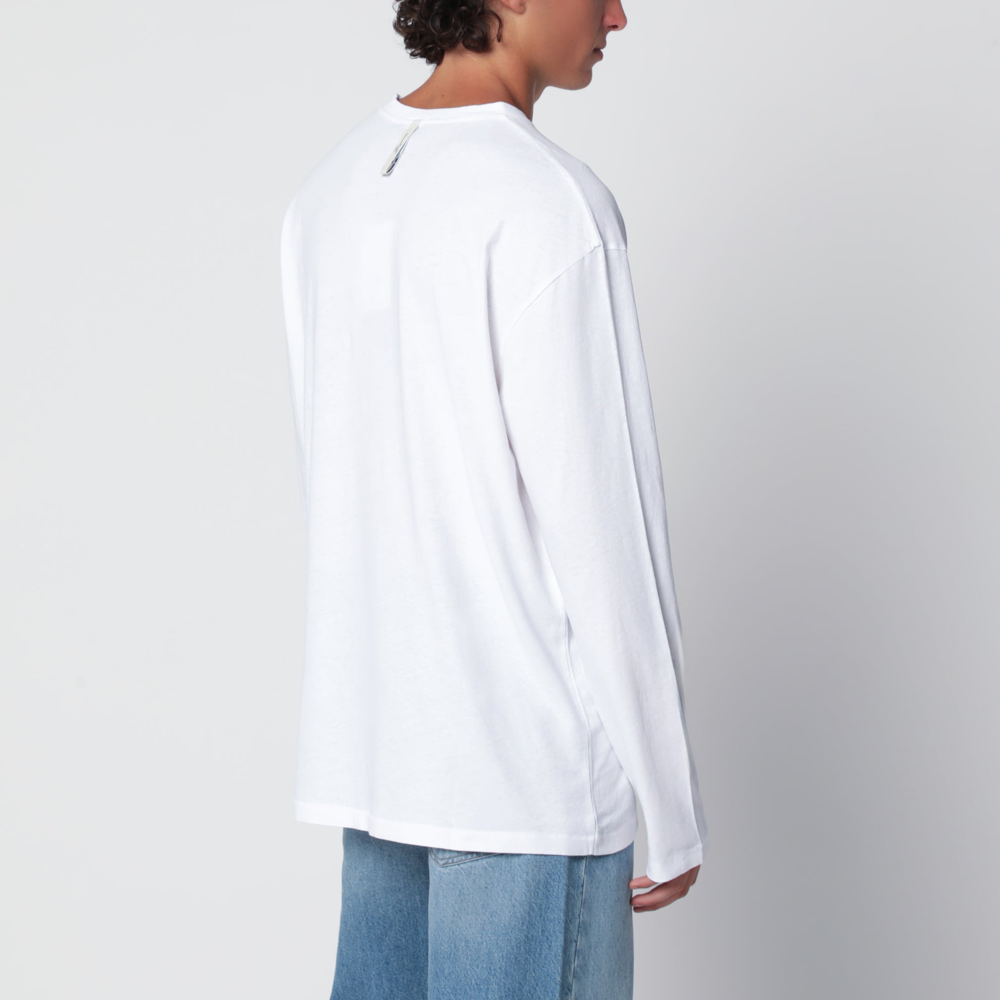T-shirt a maniche lunghe bianca in cotone