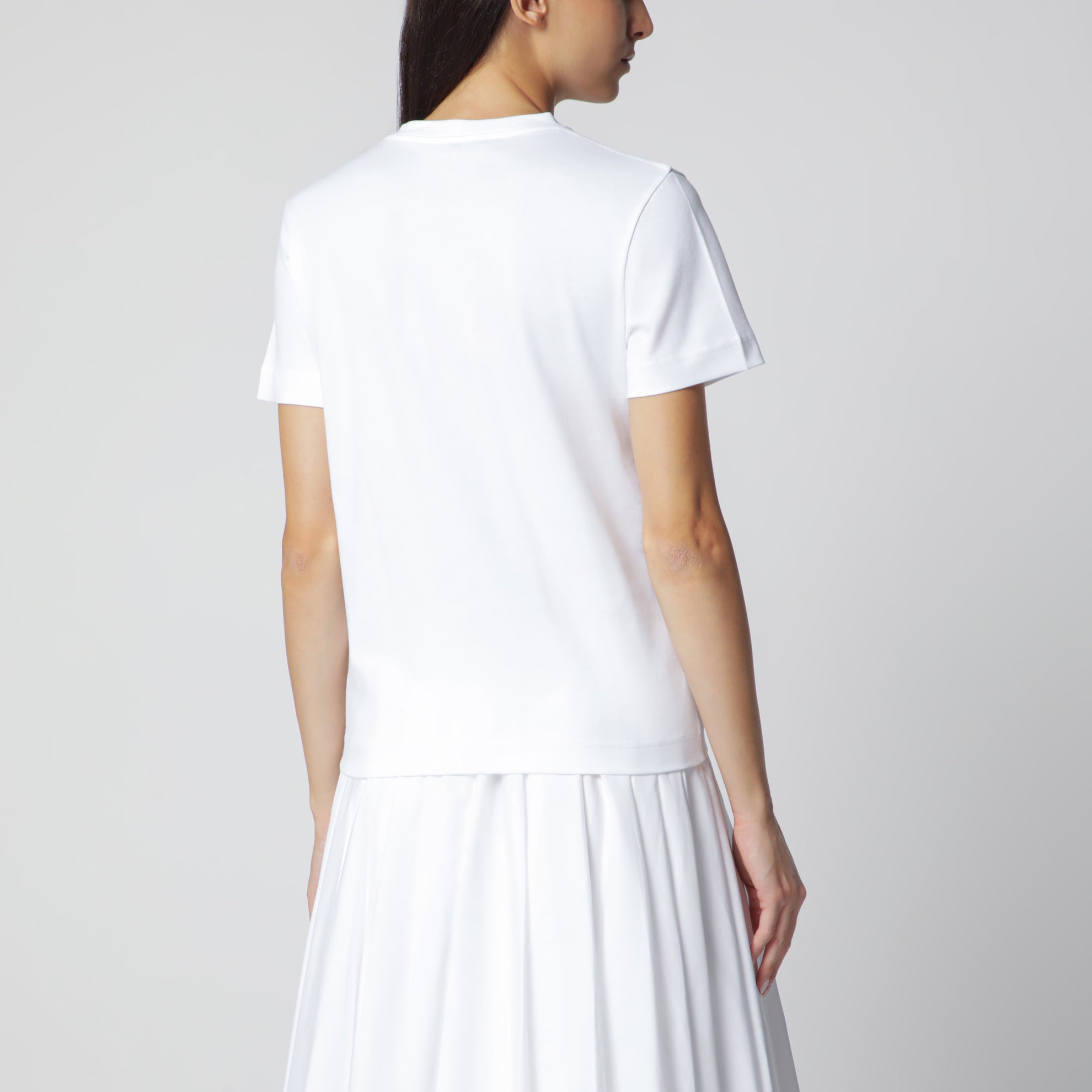 T-shirt bianca con logo in Gros Grain aderente