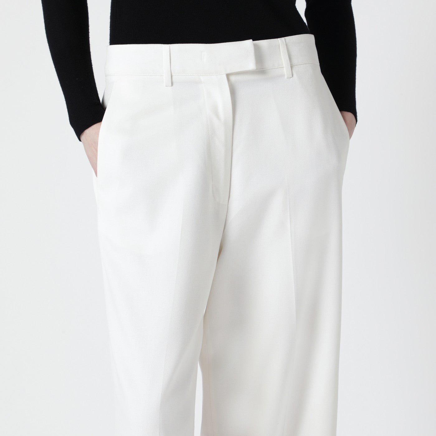 Pantalon Brickell blanc en mélange de laine
