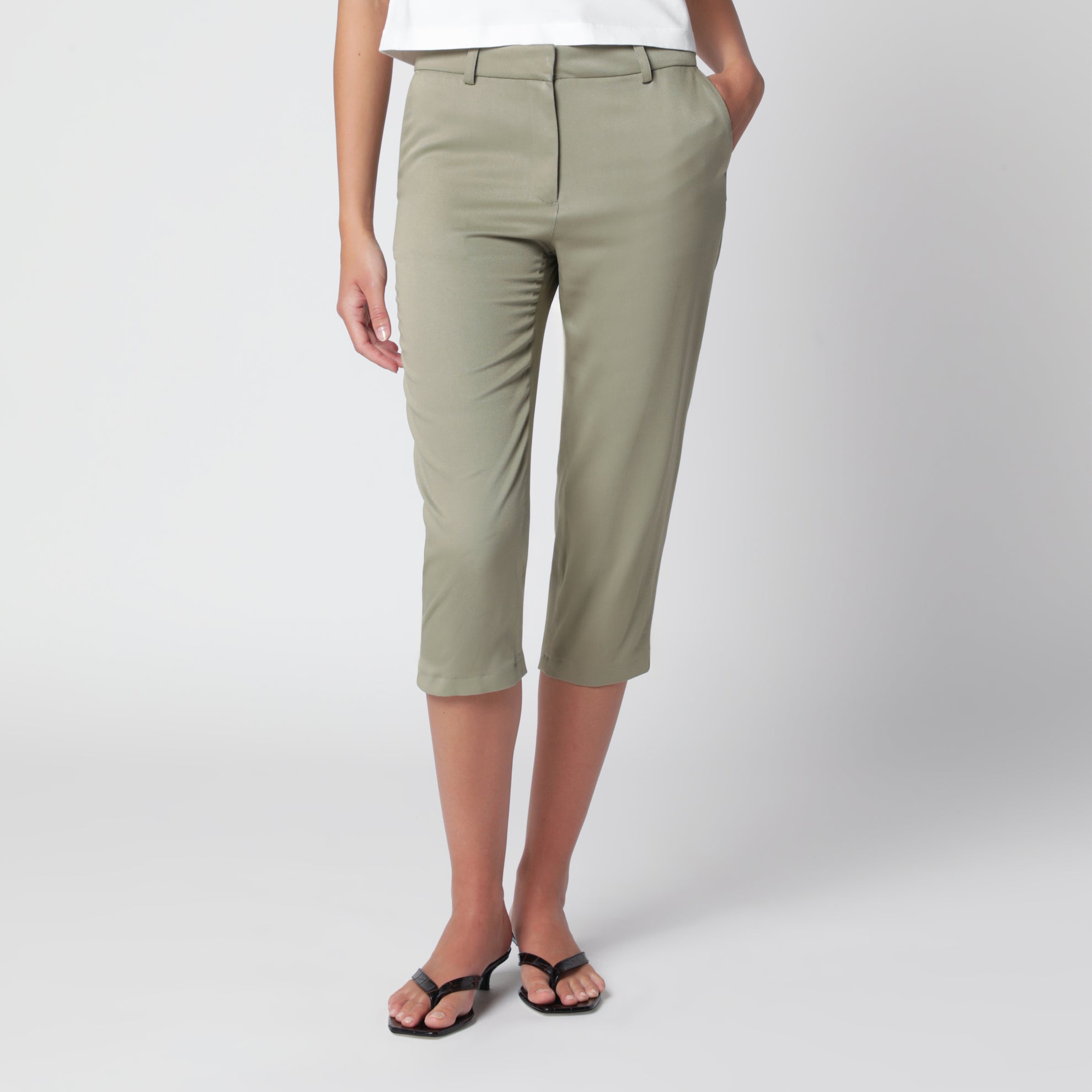 Sage green capri trousers