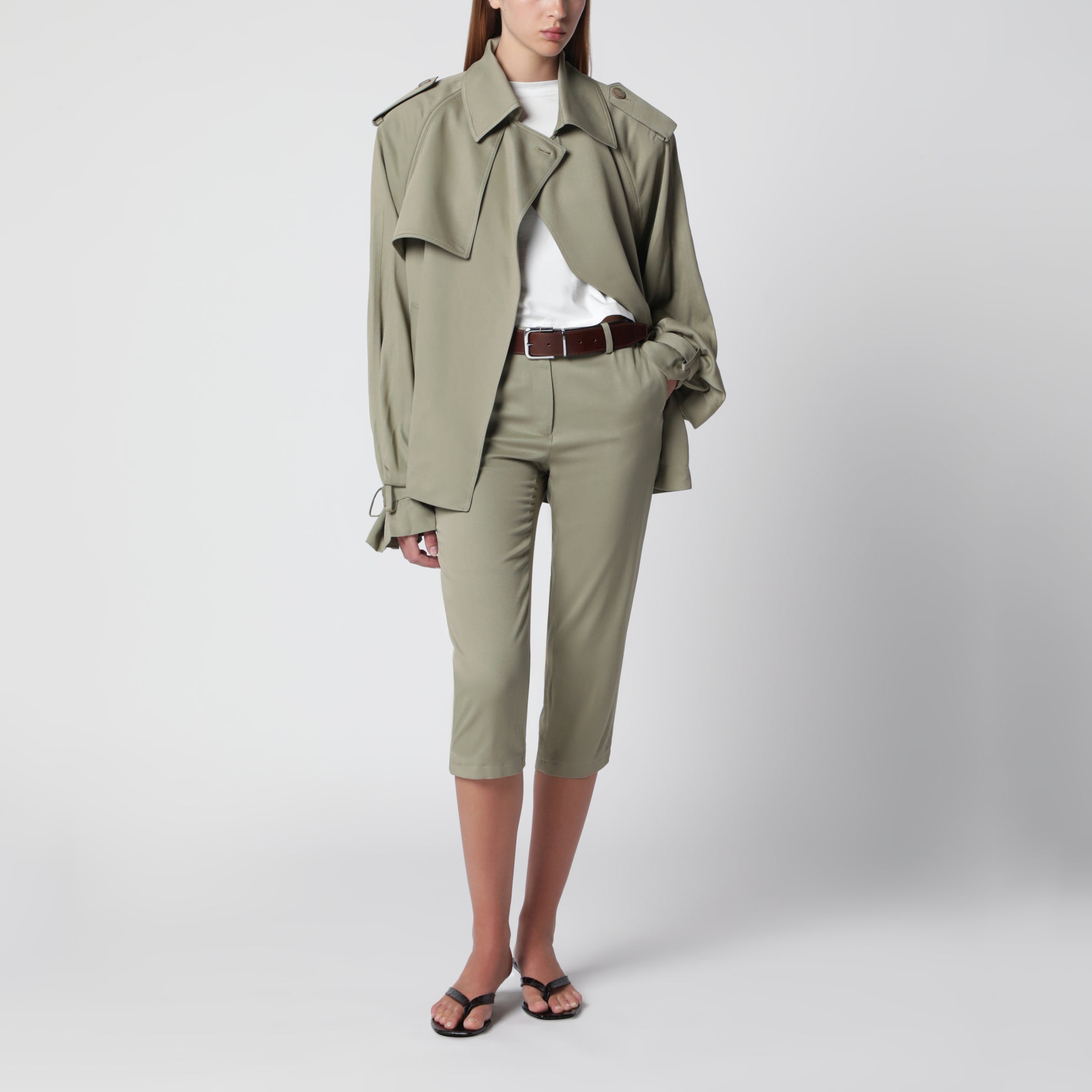 Sage green capri trousers