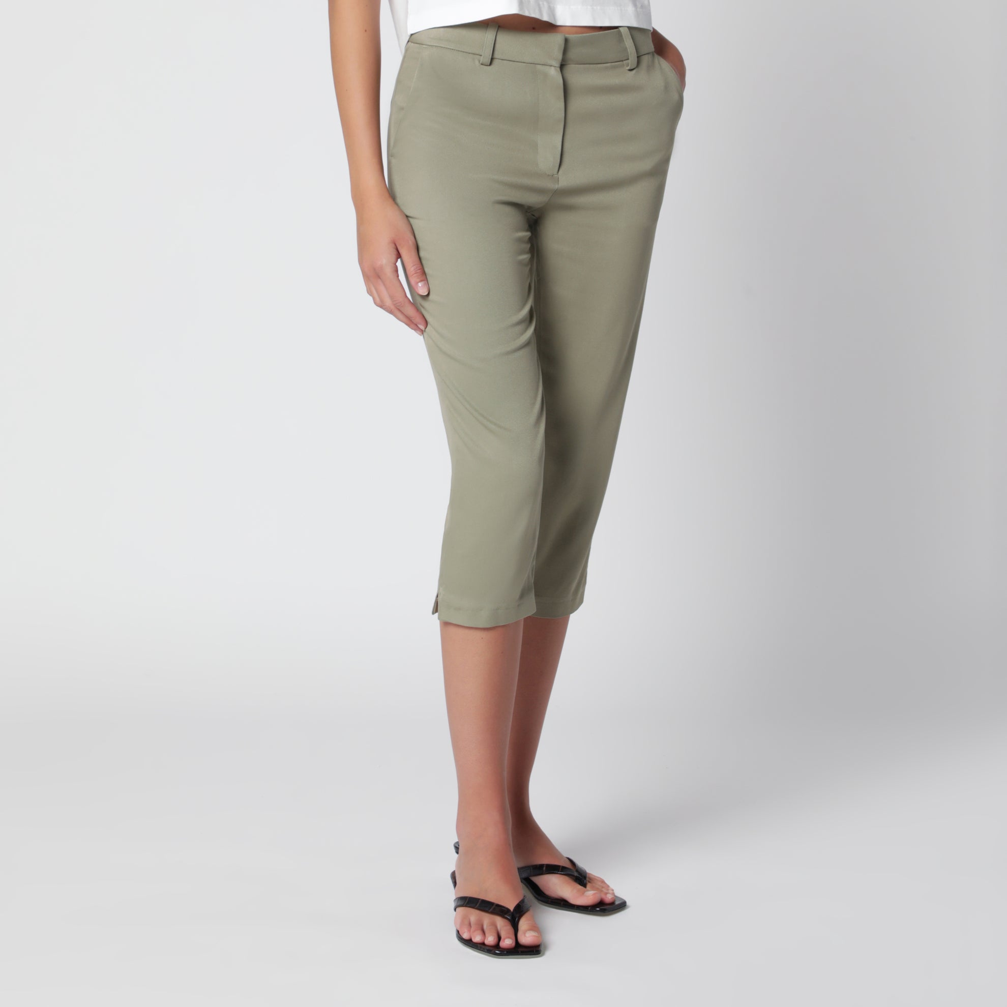 Sage green capri trousers