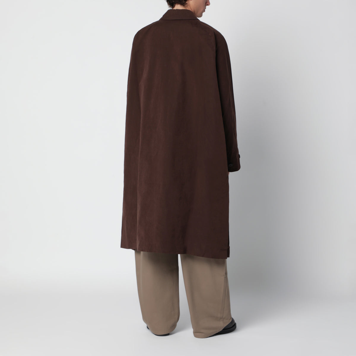 Cappotto lungo marrone in misto cotone