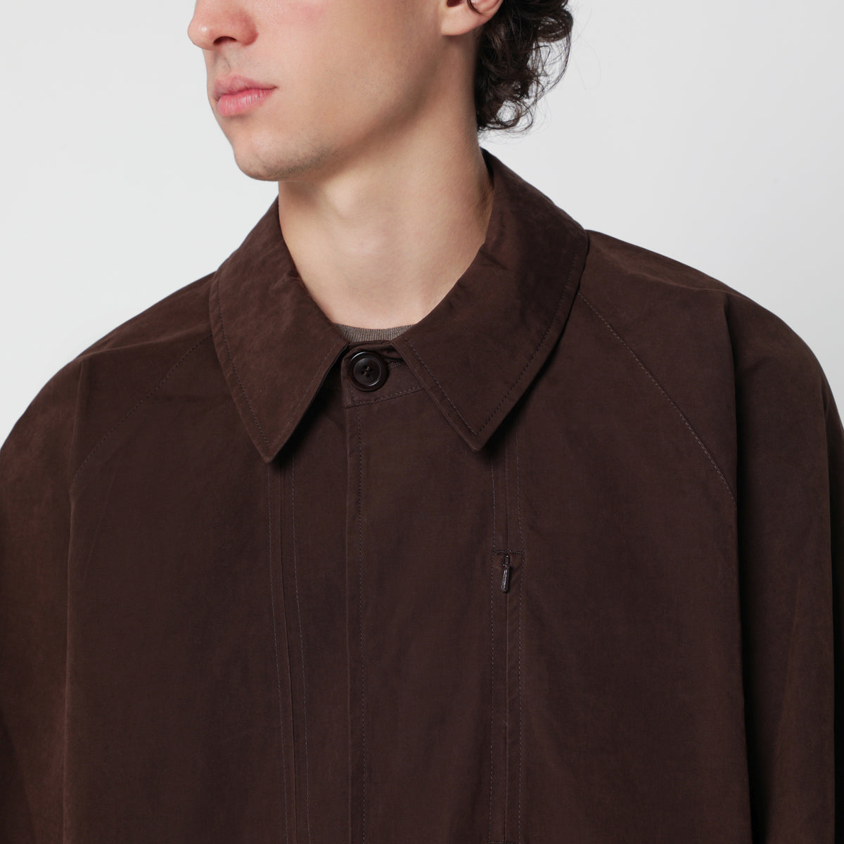 Cappotto lungo marrone in misto cotone