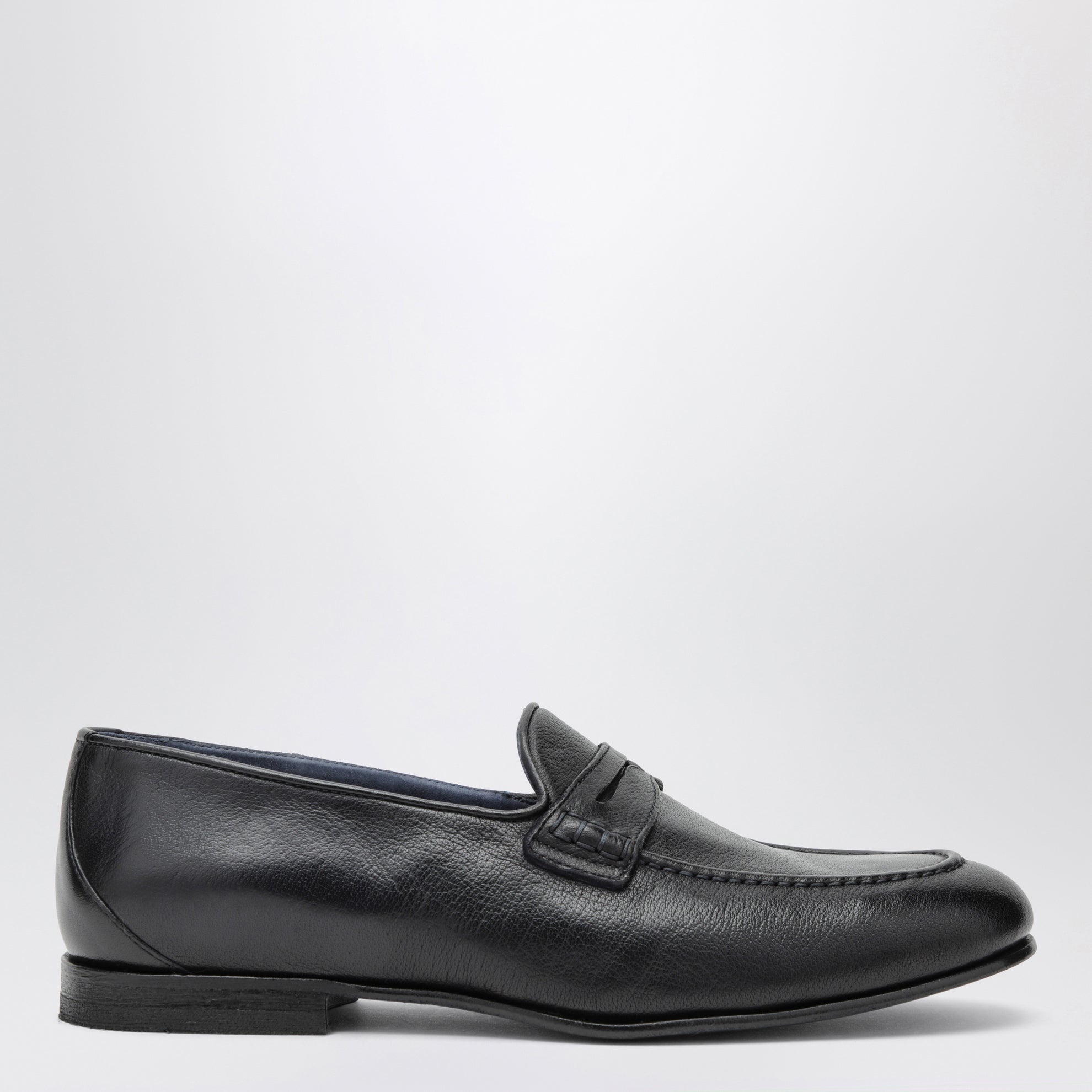 Savio navy blue leather loafers