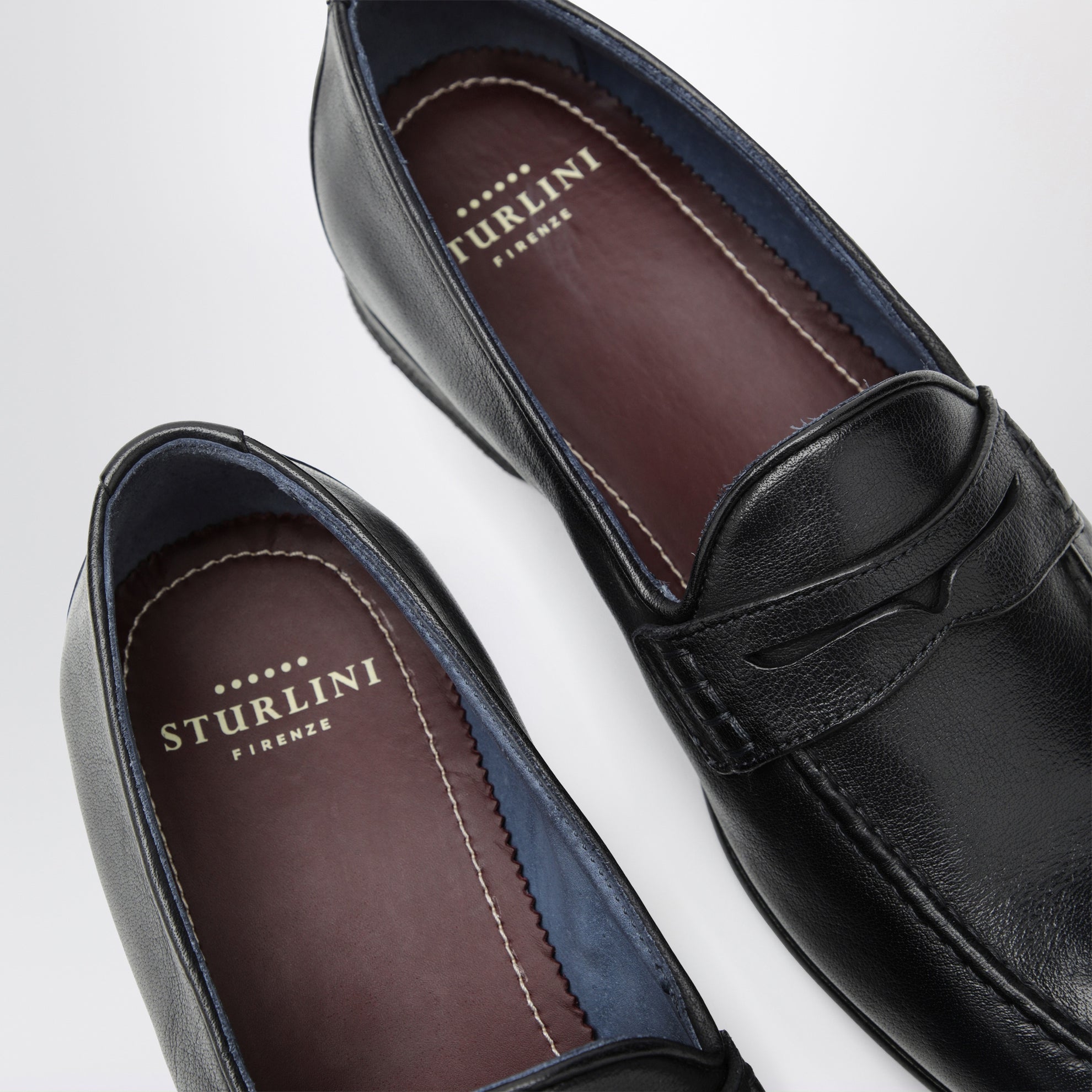 Savio navy blue leather loafers