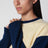 Baseball Oversized Crew sweater in butter/navy cashmere
