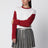 Maglia Baseball Oversized Crew crema/rosso carminio in cashmere
