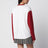 Baseball Oversized Crew sweater in cream/carmine red cashmere