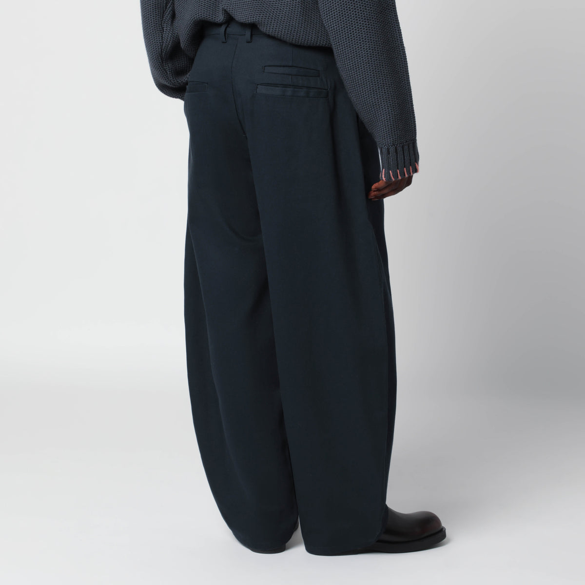 Pantaloni loose blu navy in cotone