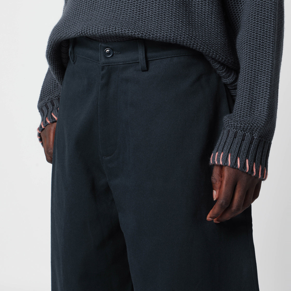 Pantaloni loose blu navy in cotone