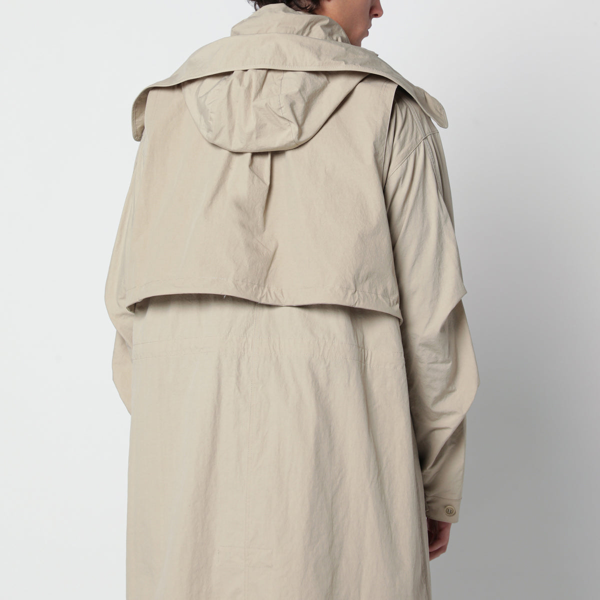 Parka a strati beige in nylon