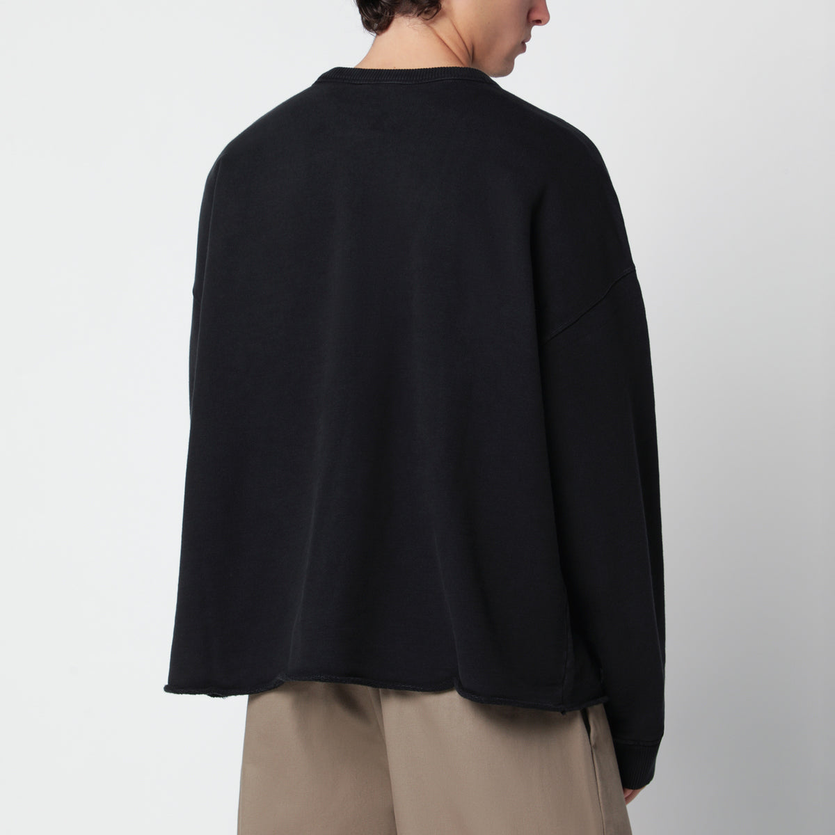 Schwarzes Rundhals-Sweatshirt aus Baumwolle