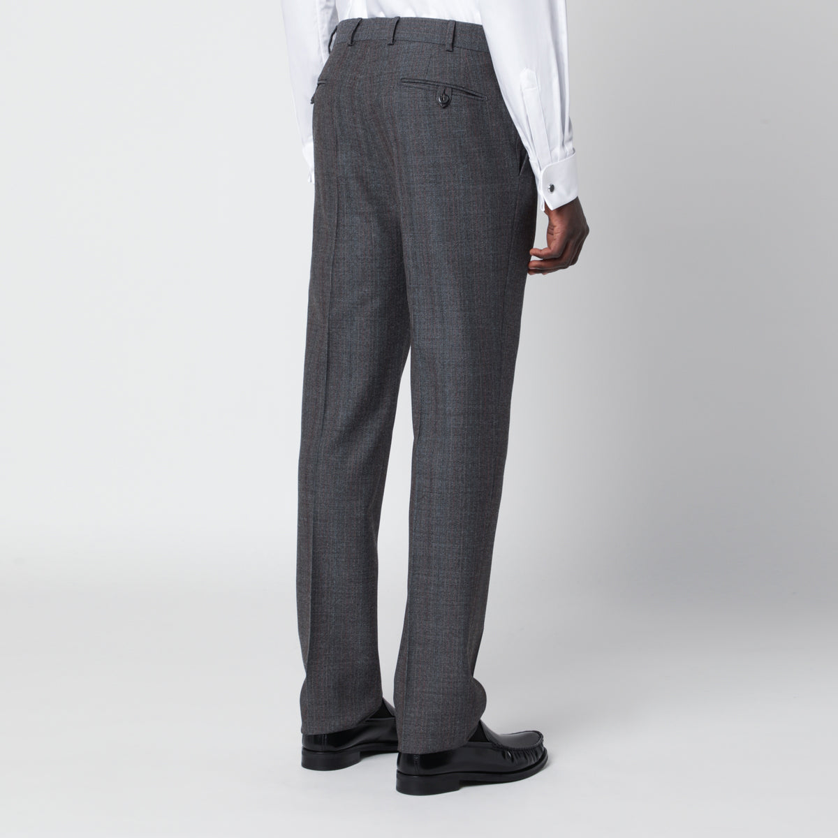 Ebony double-breasted suit in virgin wool