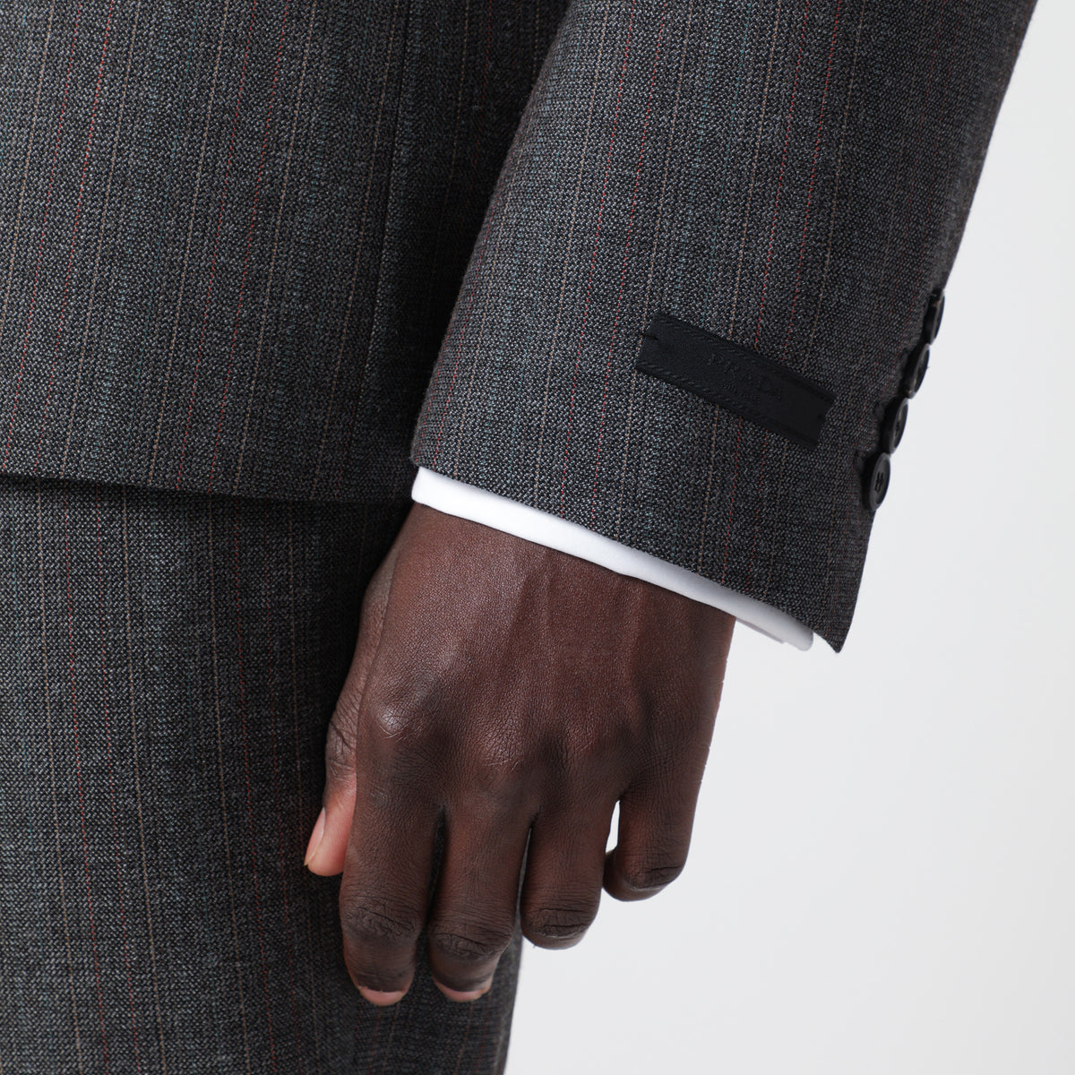 Ebony double-breasted suit in virgin wool