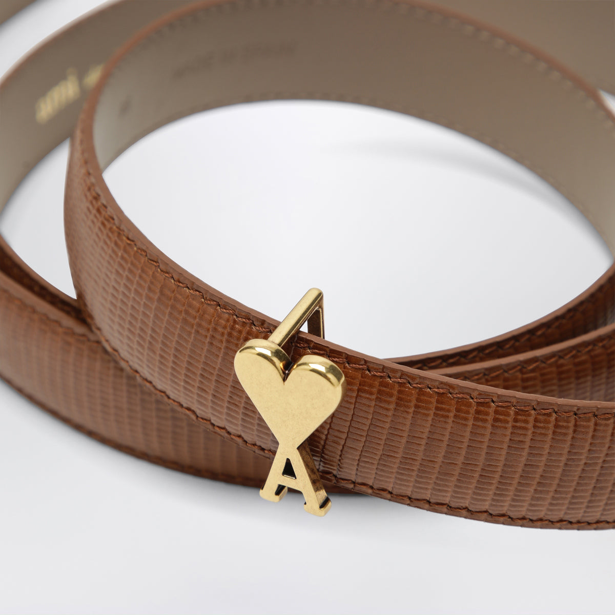 Cognacfarbener Ami de Coeur Gürtel aus Leder