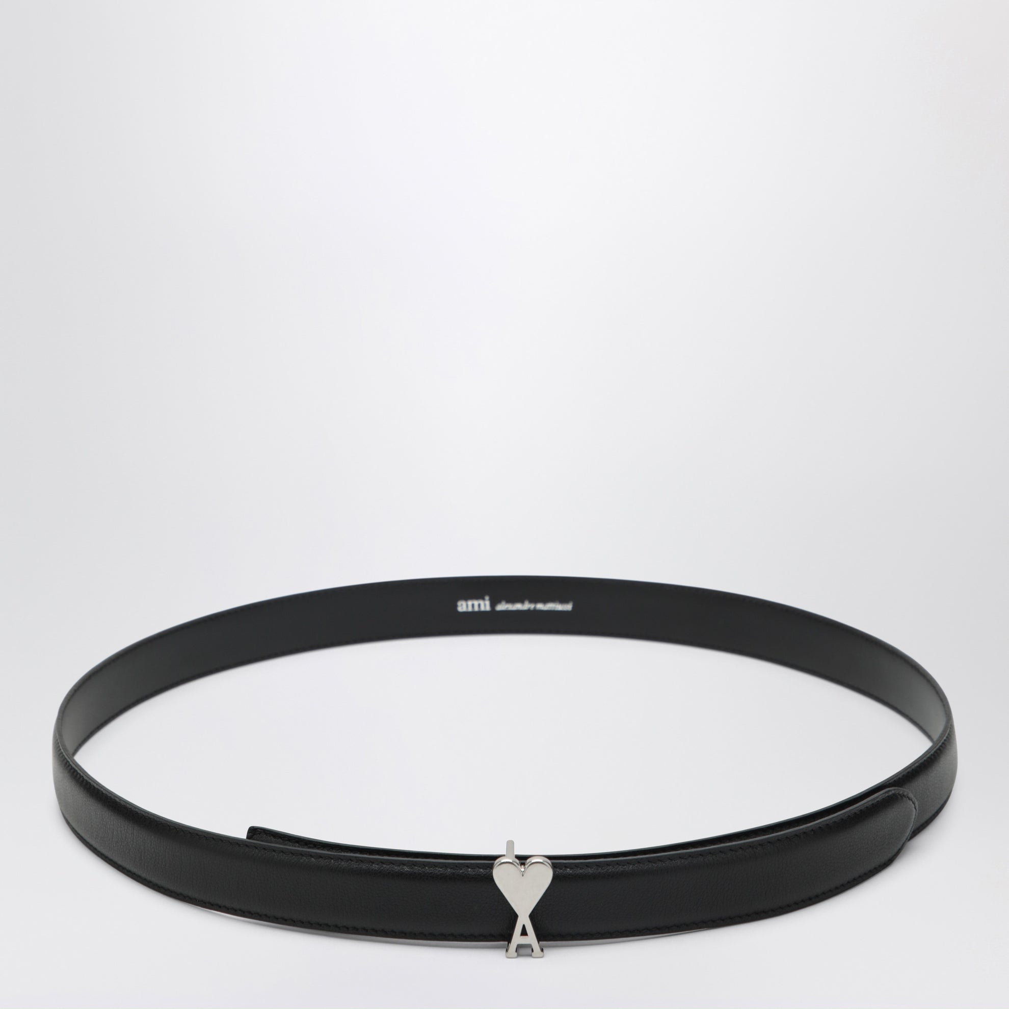 Ceinture Ami de Cœur noire en cuir de veau