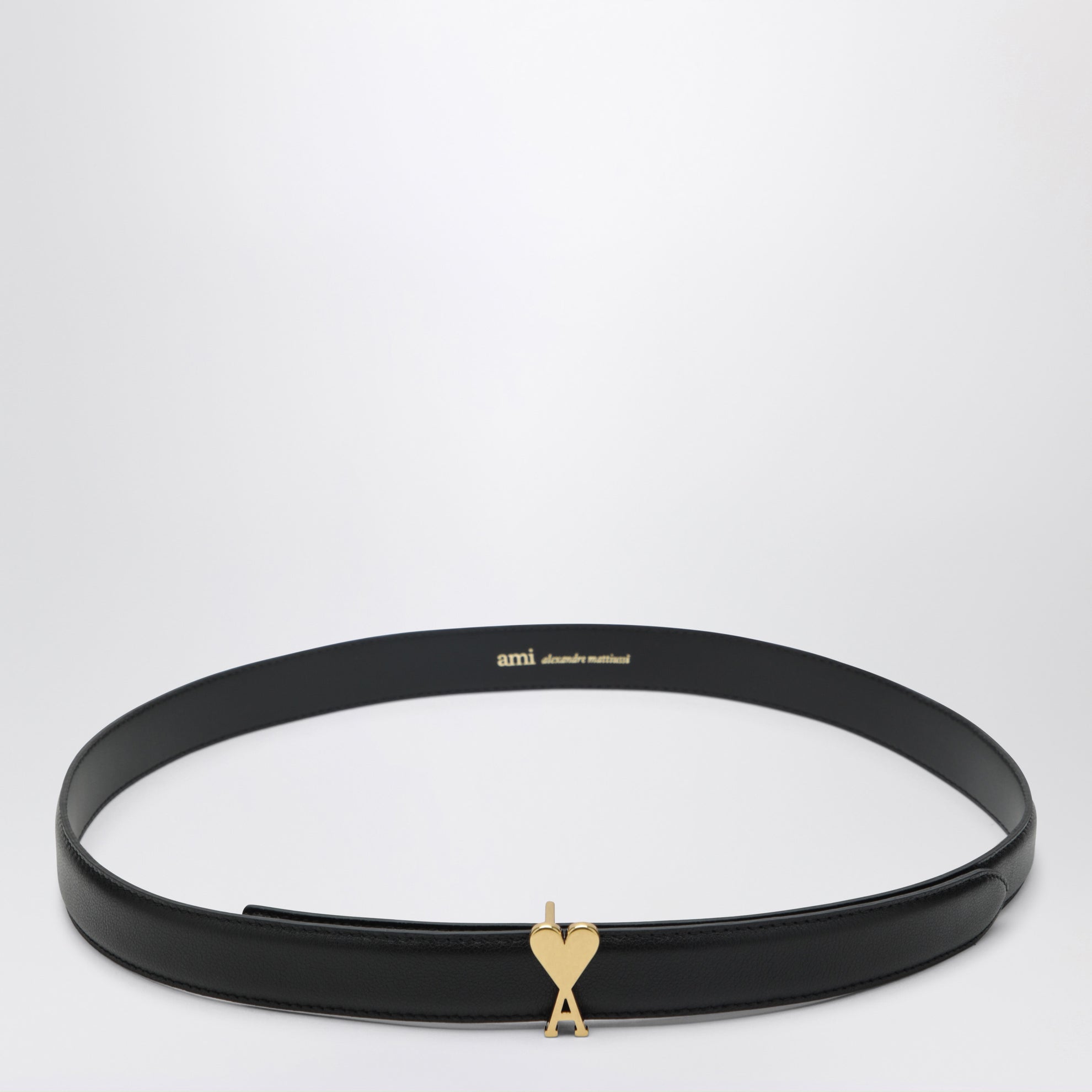 Ceinture Ami de Cœur noire en cuir de veau