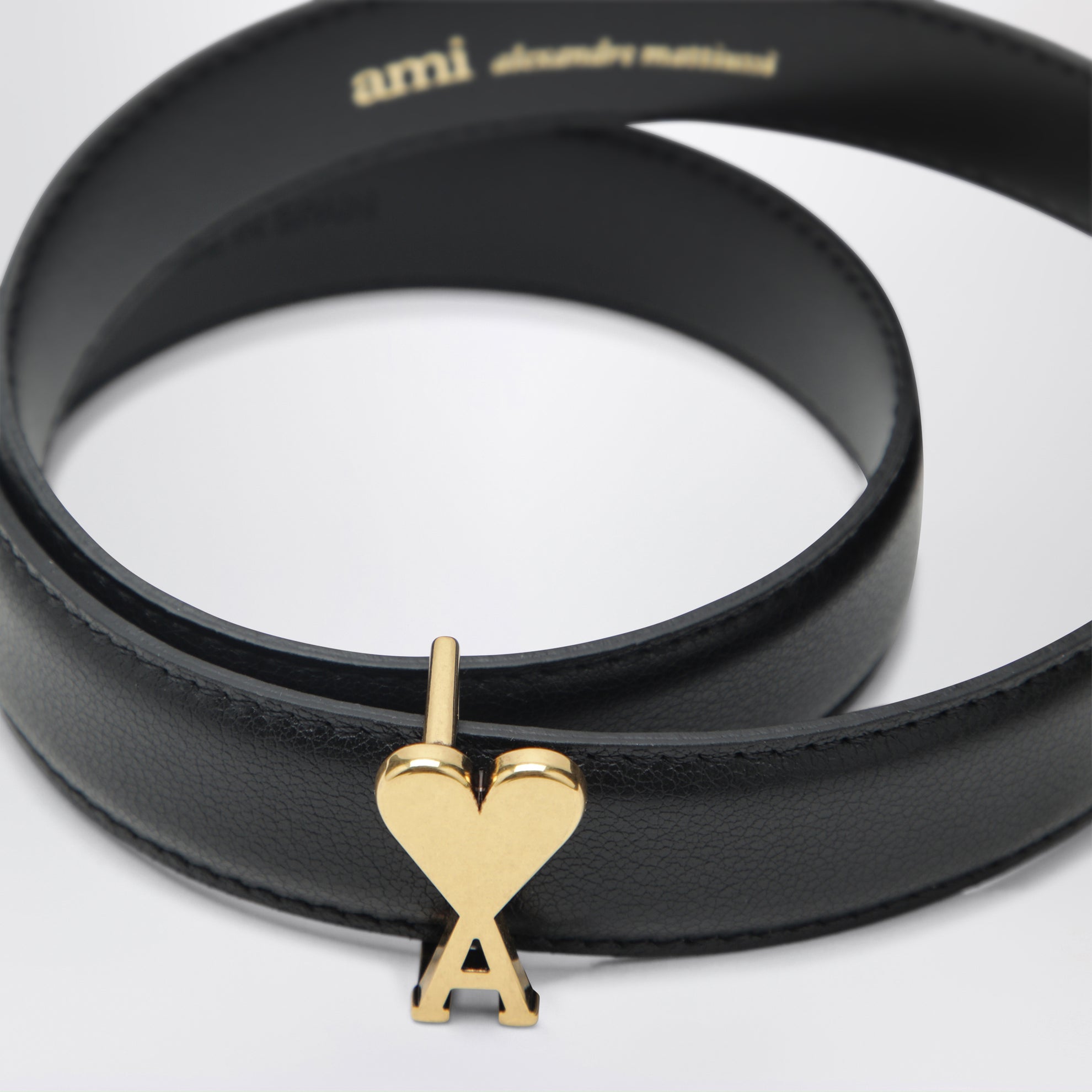 Ceinture Ami de Cœur noire en cuir de veau