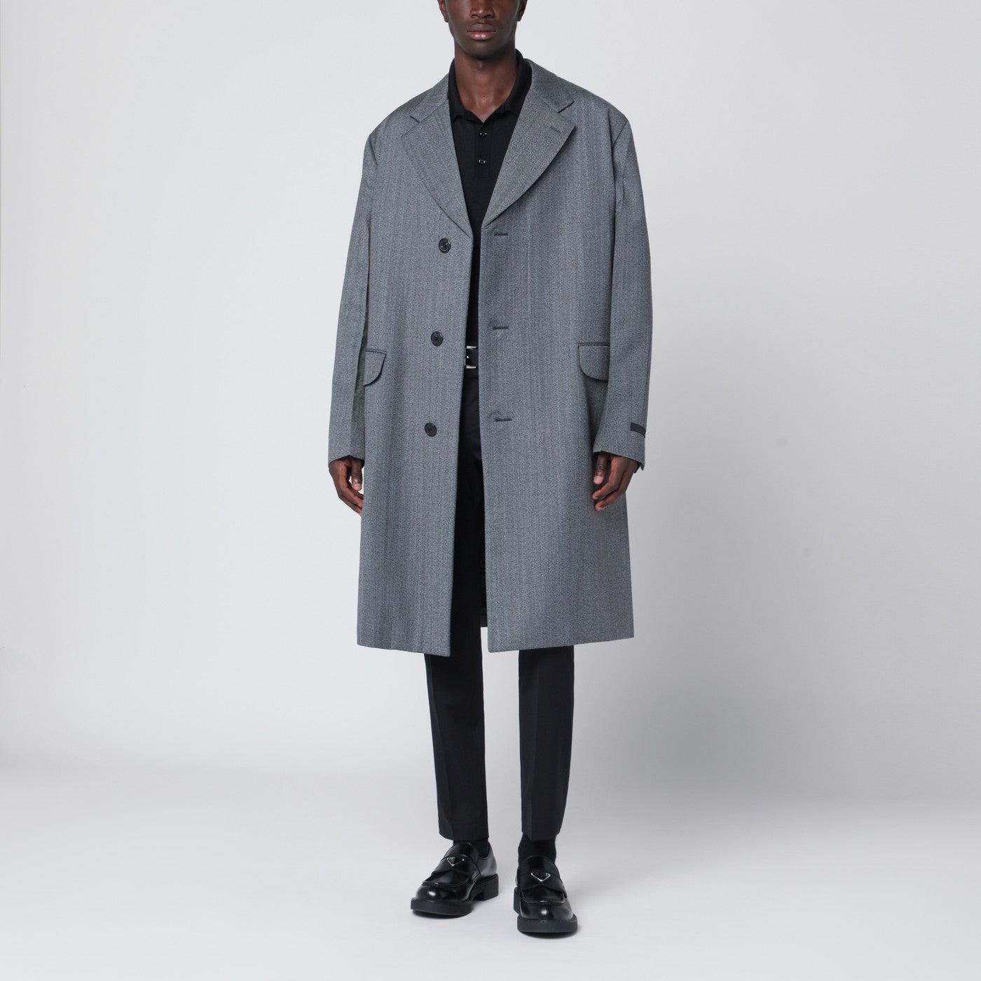 Gray single-breasted wool coat