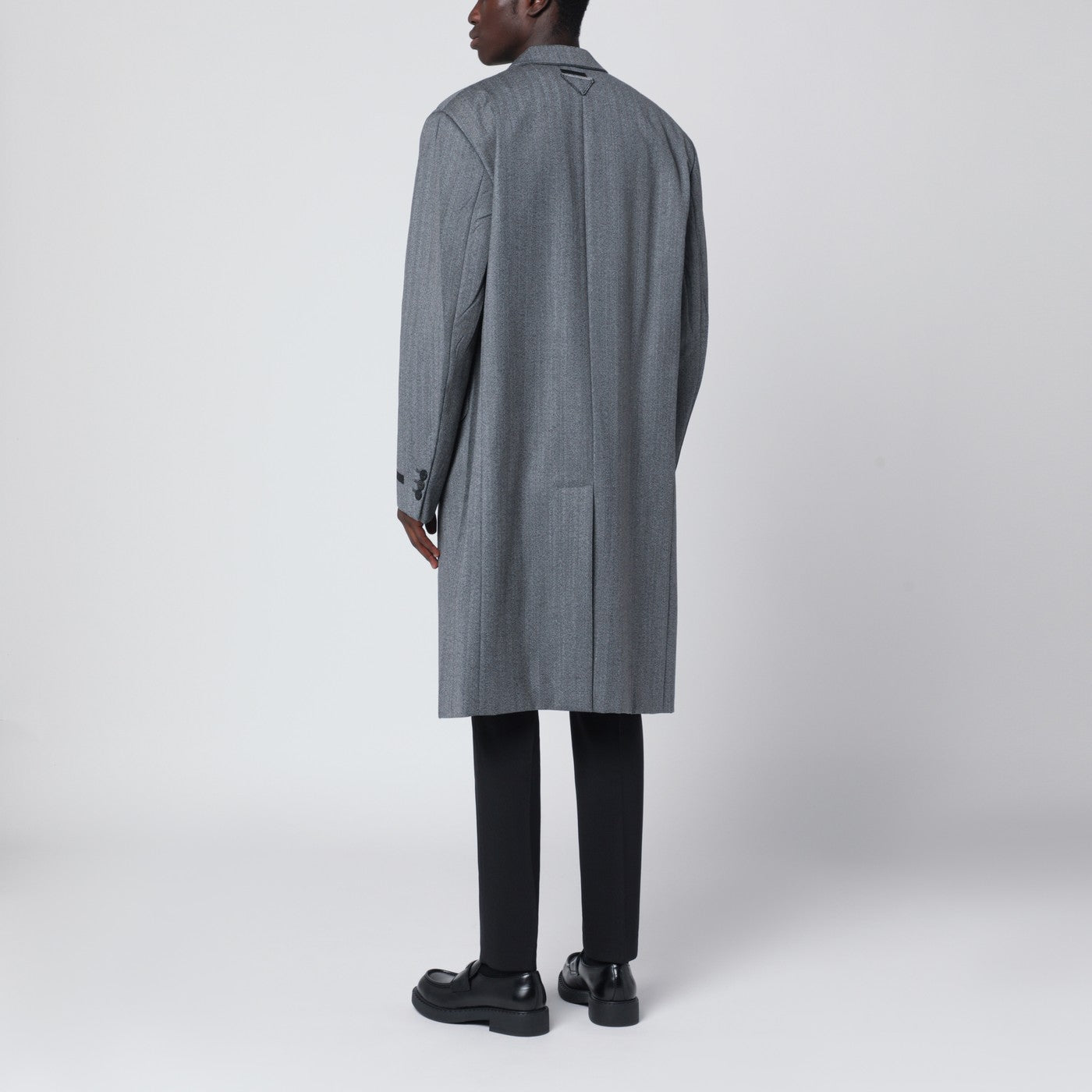 Gray single-breasted wool coat