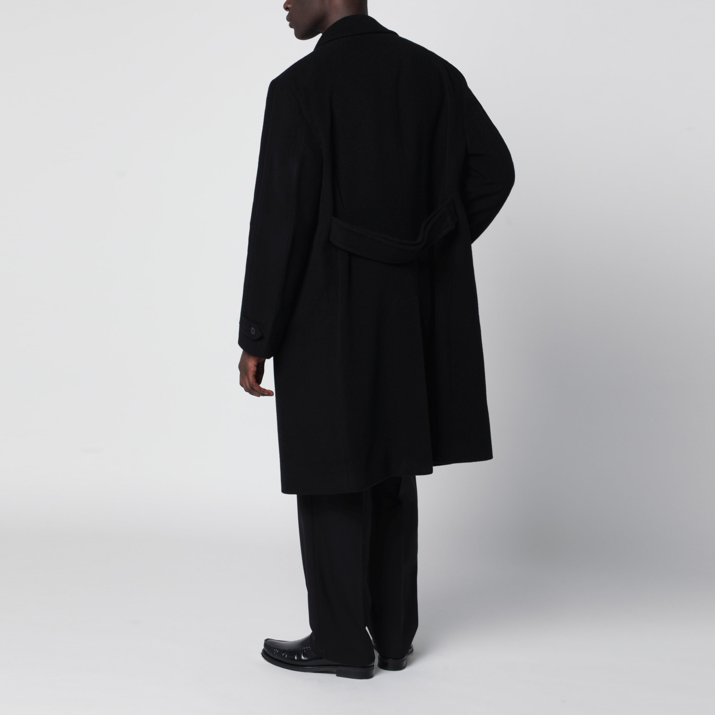 Prada Black long coat in wool and cashmere | TheDoubleF
