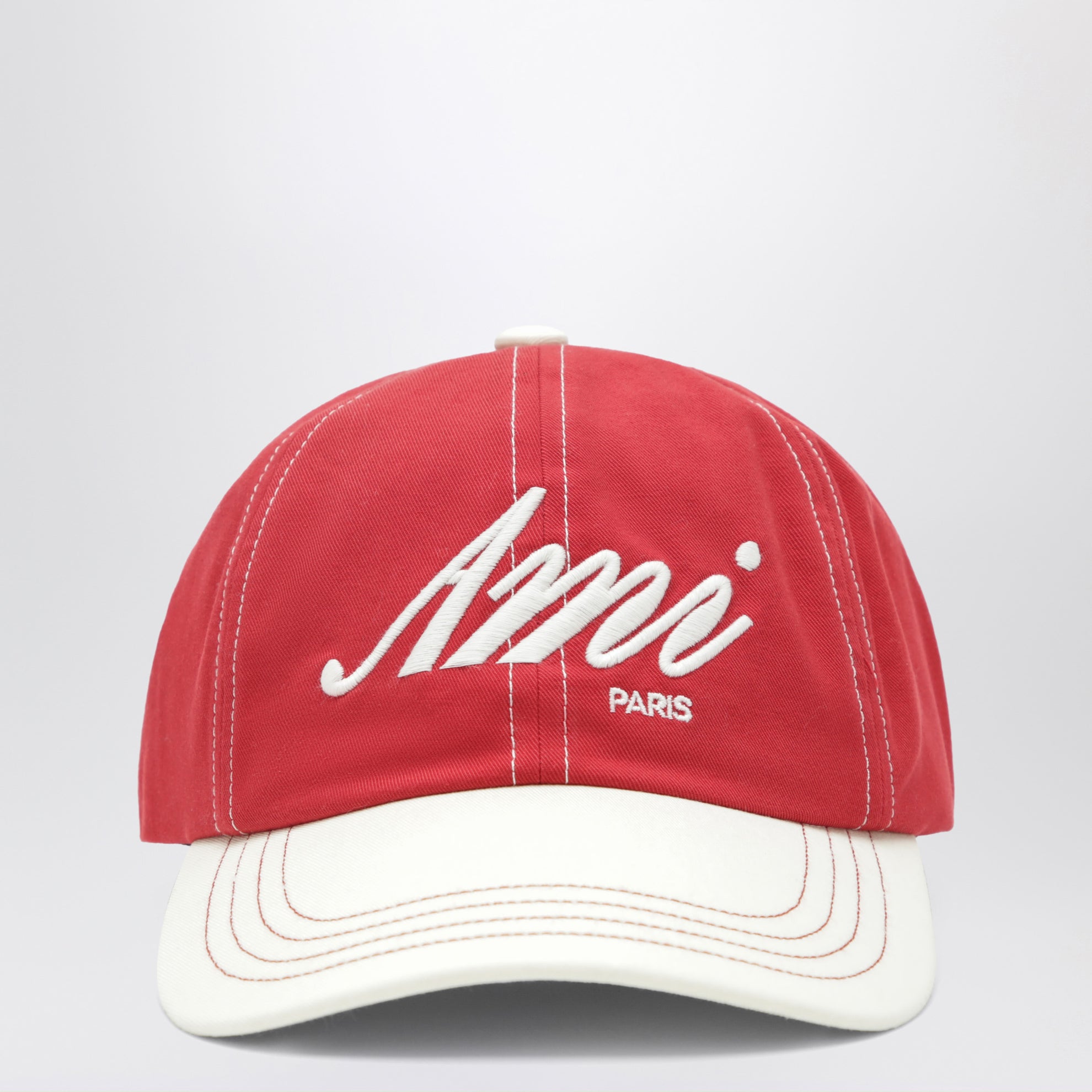 Casquette Signature en coton rouge et ivoire