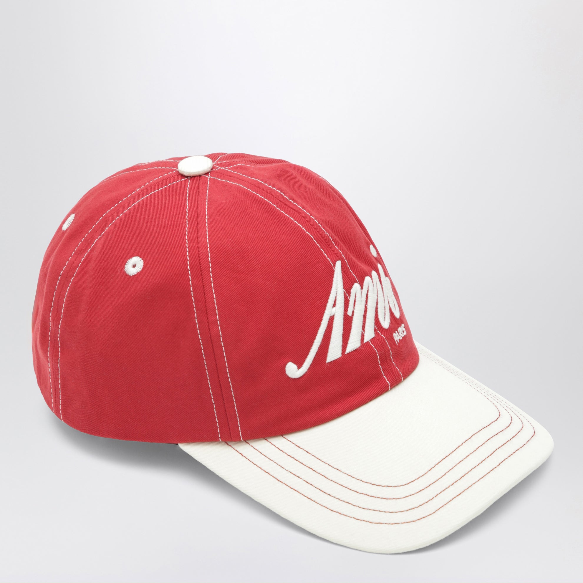 Casquette Signature en coton rouge et ivoire