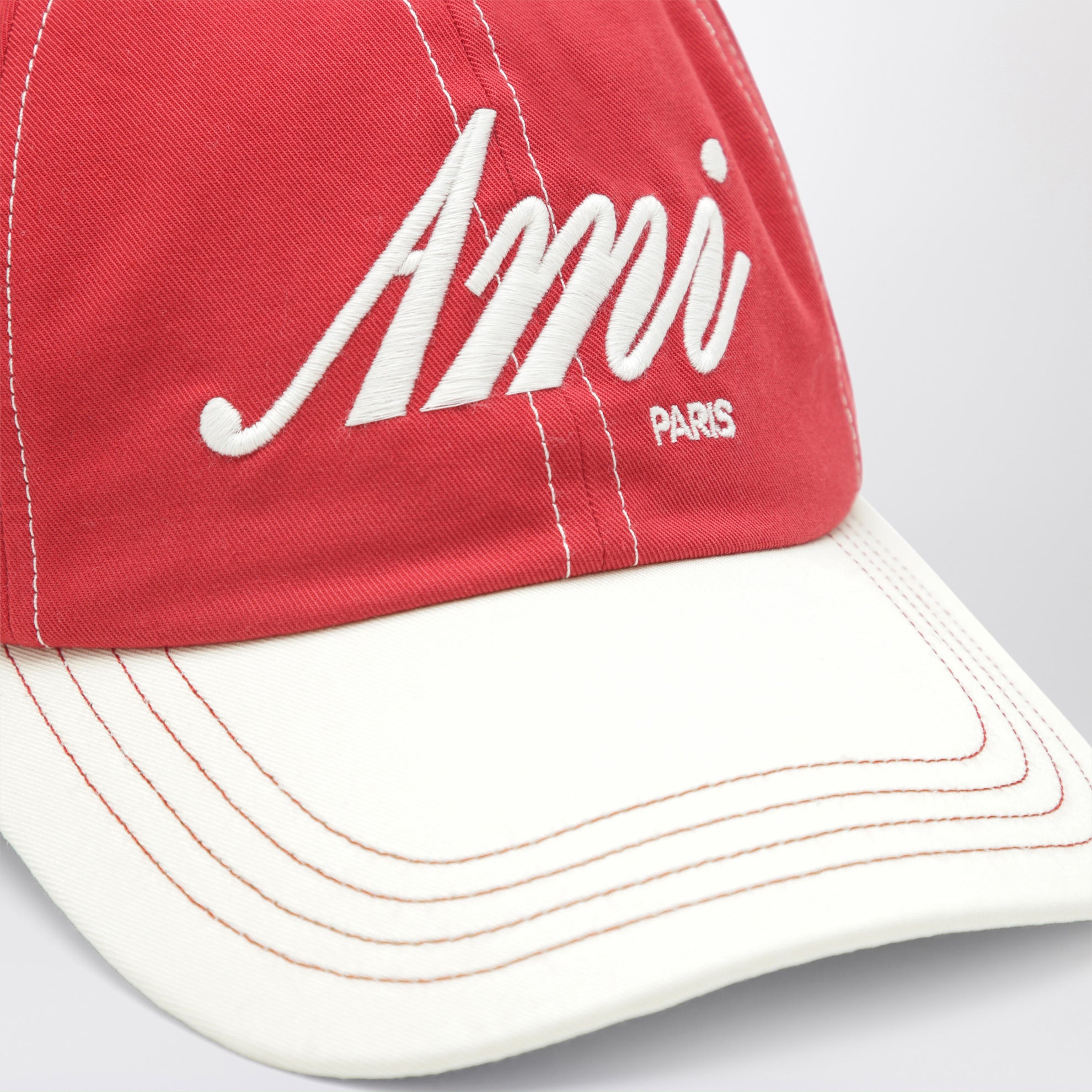 Casquette Signature en coton rouge et ivoire
