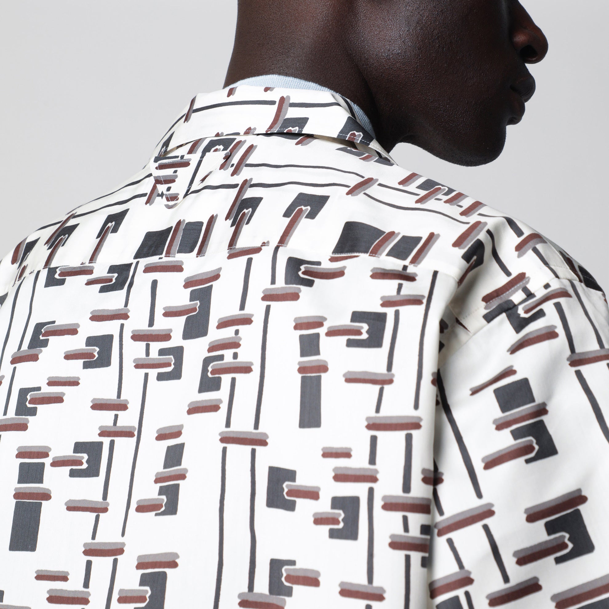 Natural/Burgundy printed silk-blend shirt