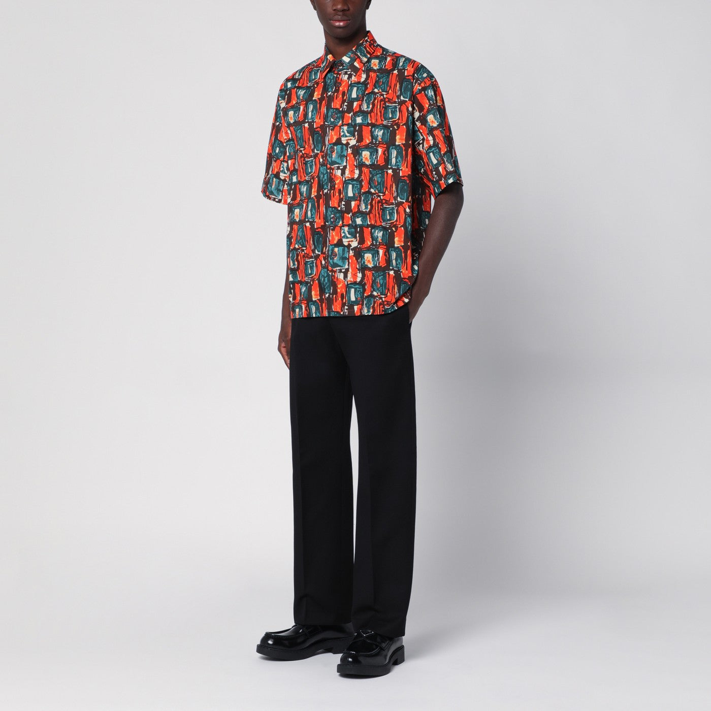 Camicia con stampa multicolore in cotone