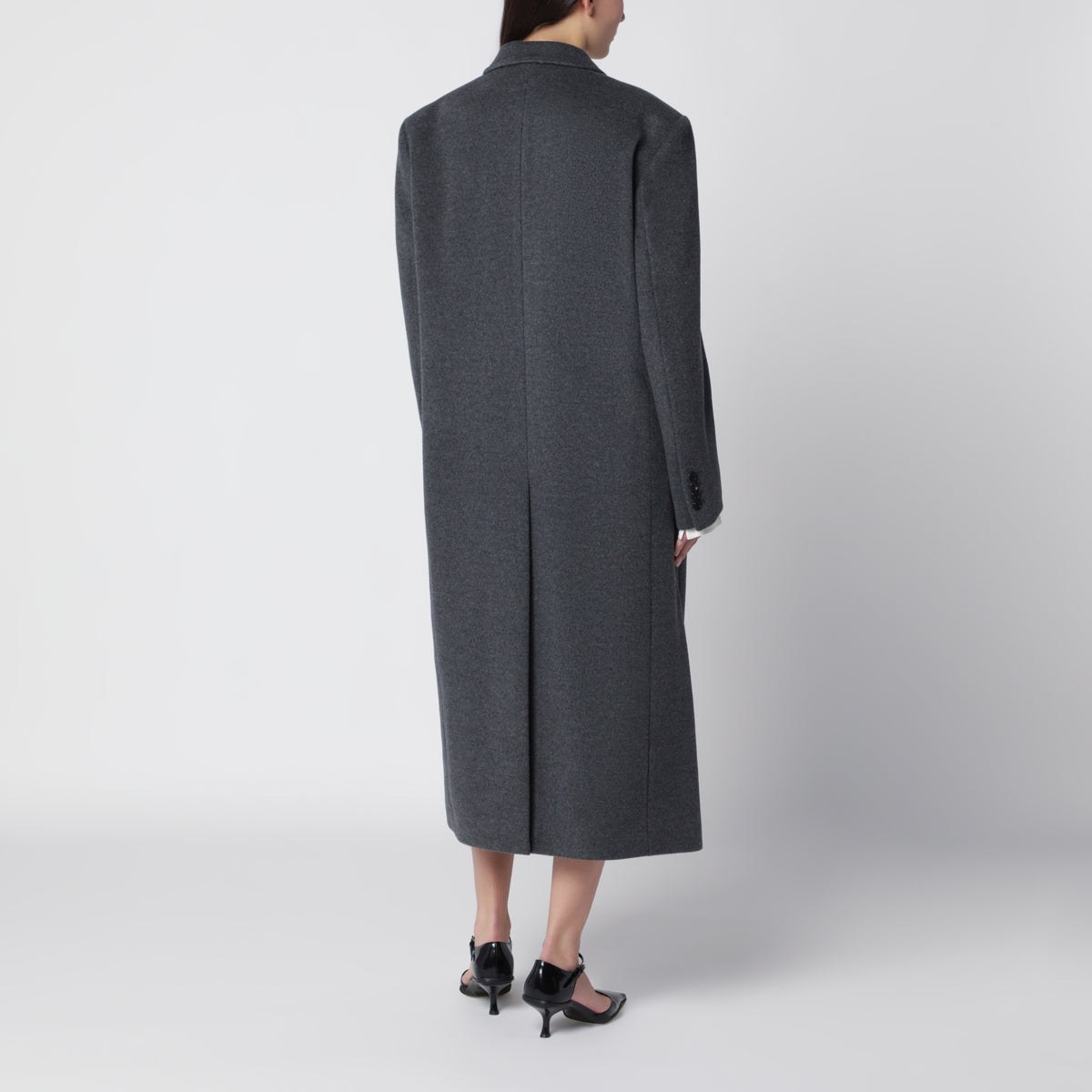 Charcoal double-breasted coat in wool