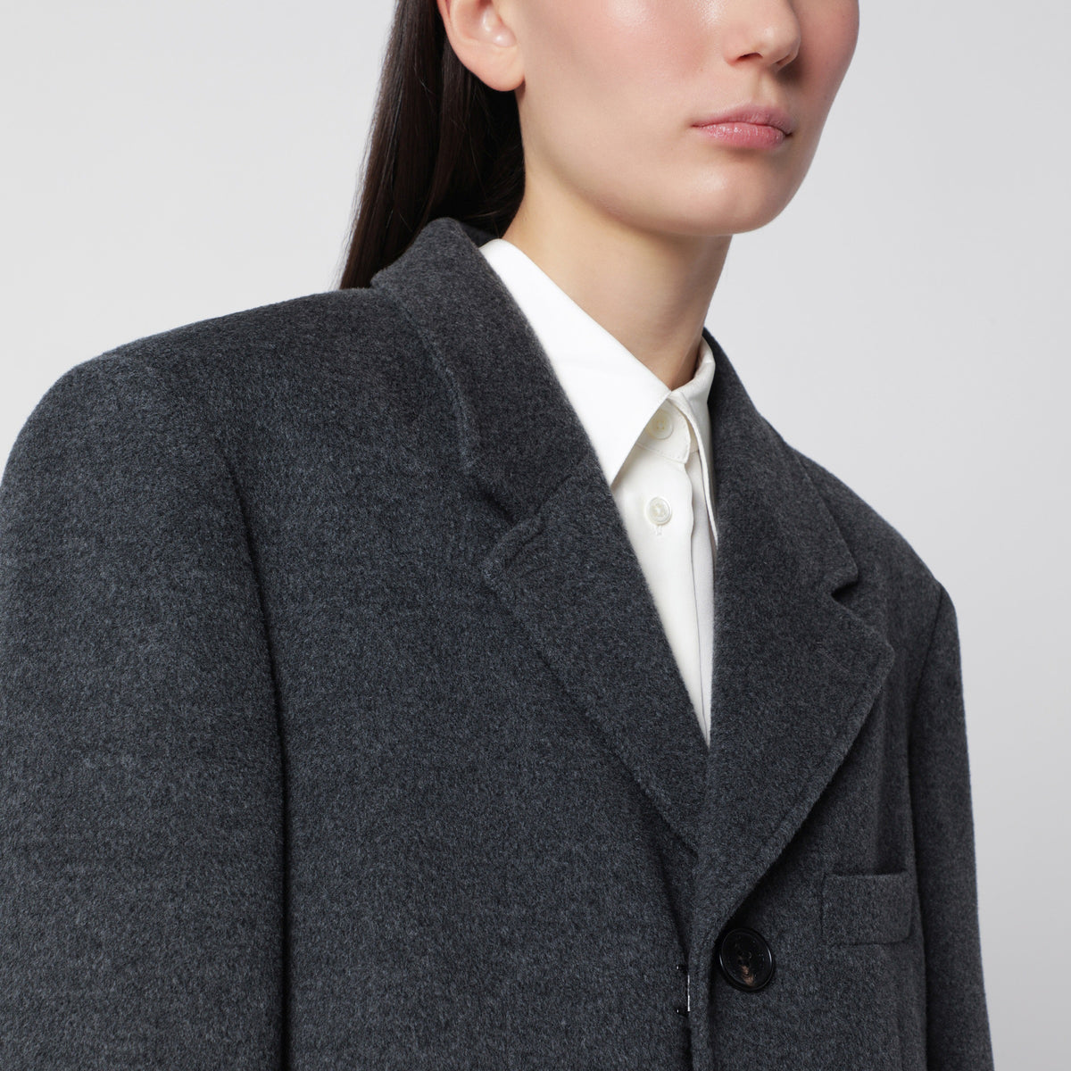 Charcoal double-breasted coat in wool