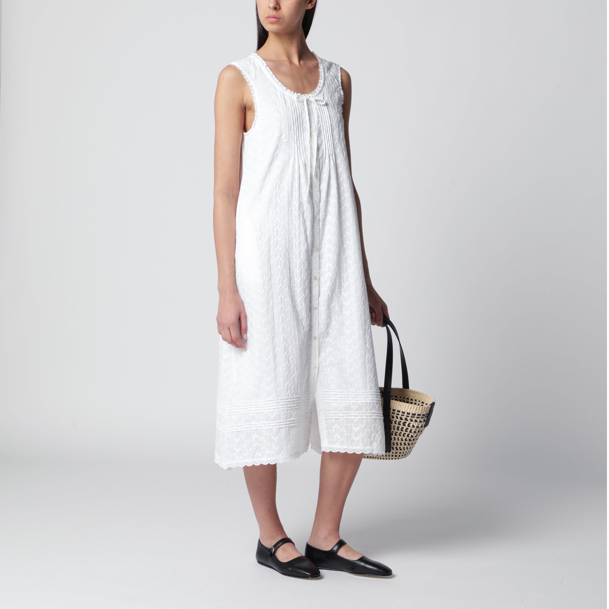 Dunst White embroidered babydoll dress