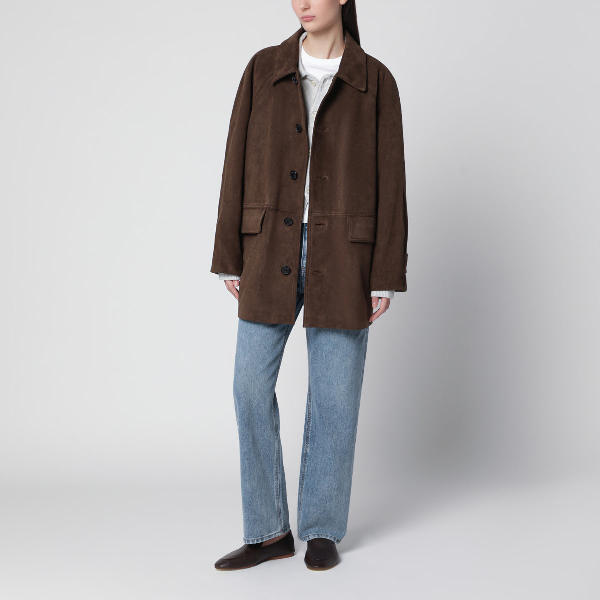 Khakifarbene Lily Jacke aus Kunstleder