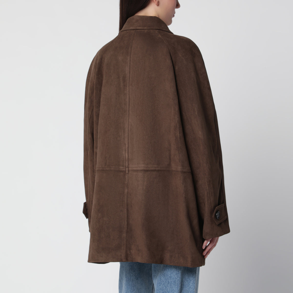 Khakifarbene Lily Jacke aus Kunstleder
